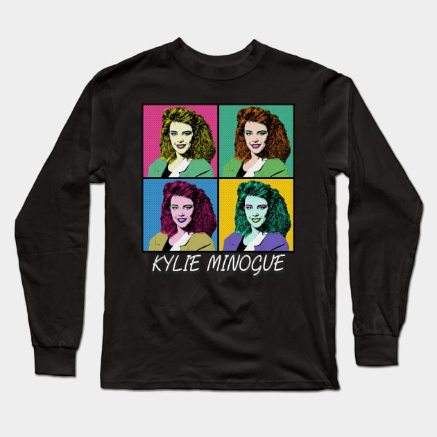 Kylie Minogue 80s Pop Art Style Long Sleeve T-Shirt by ArtGaul